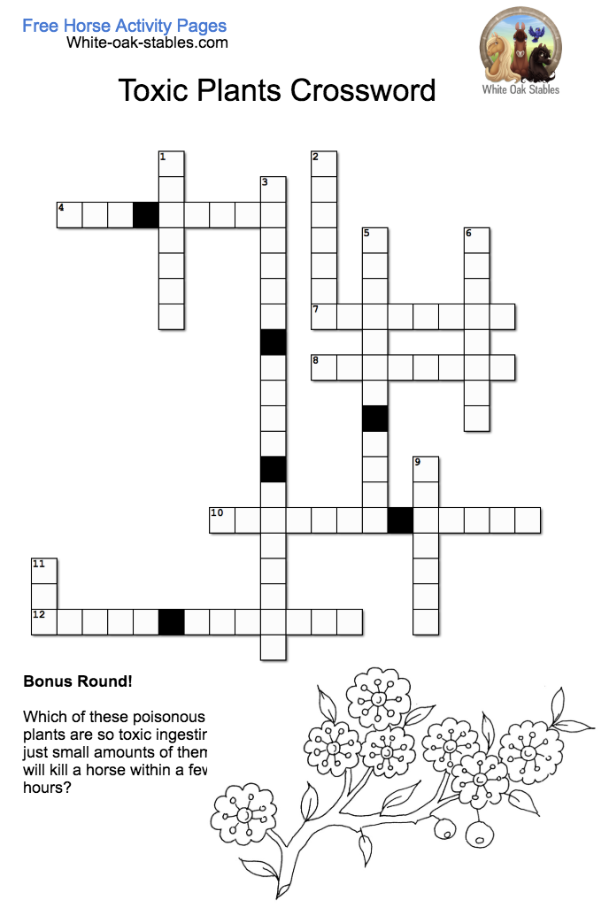Poisonous Plants Crossword – Activity Page