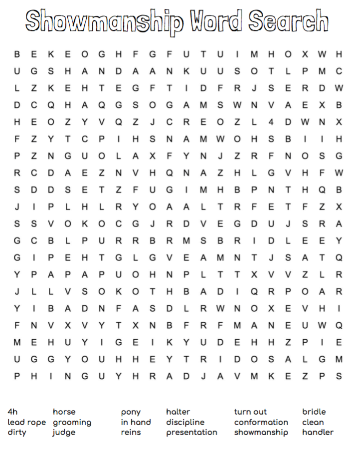 Showmanship Word Search – Activity Page