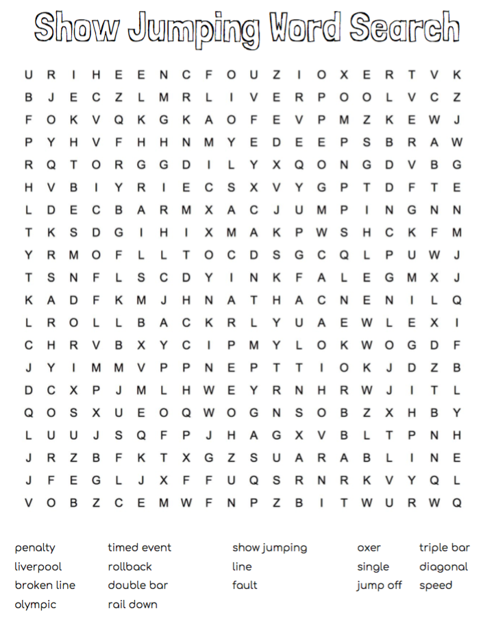 Show Jumping Word Search – Activity Page