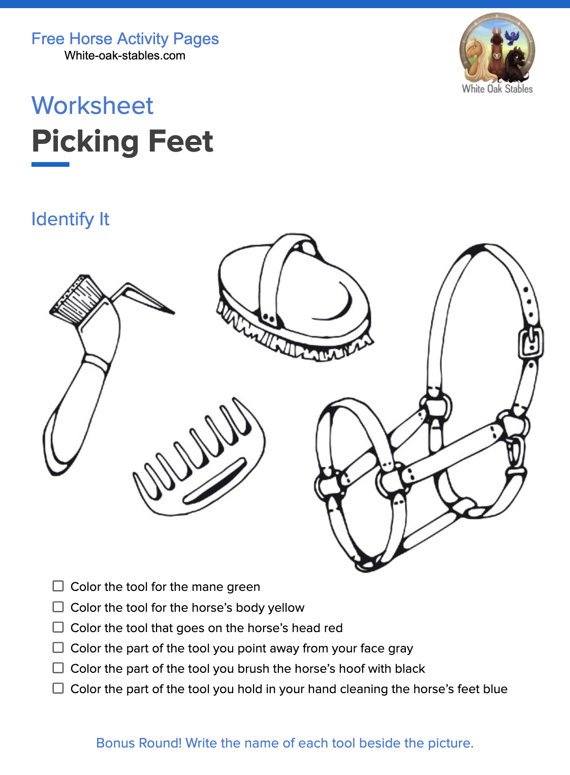 Worksheet – Picking Feet