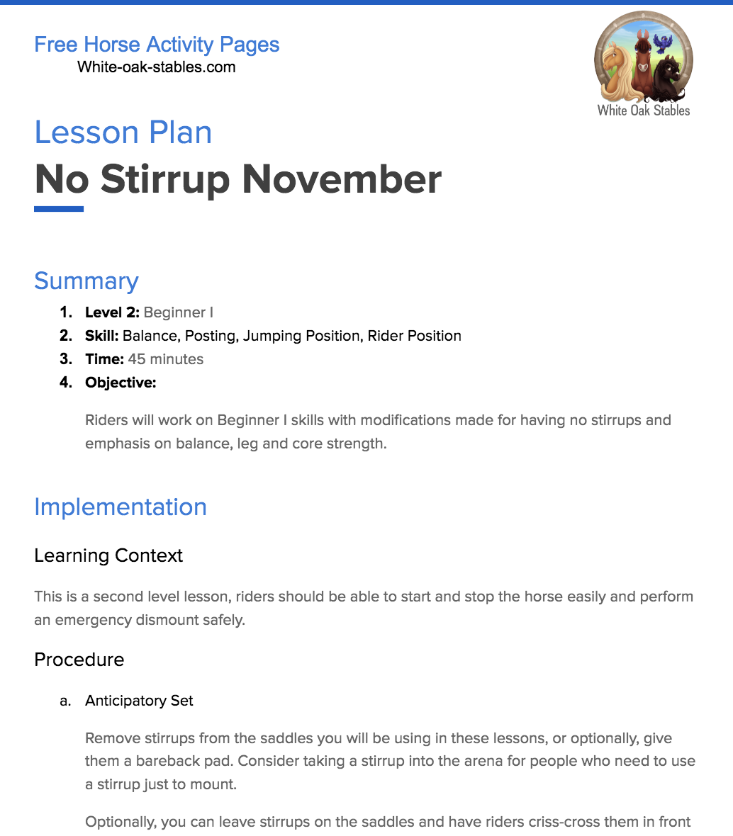No Stirrup November – Beginner I