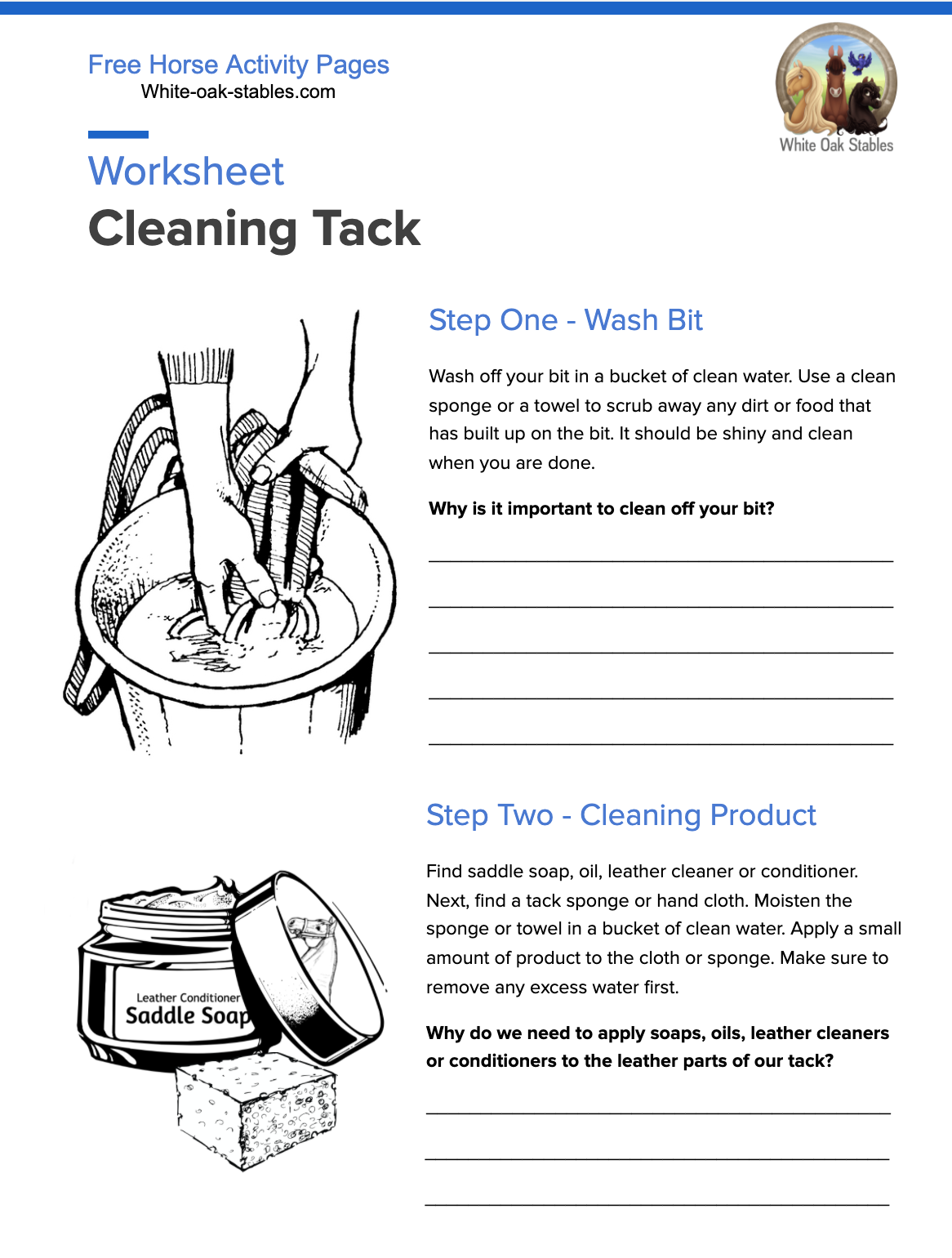 Worksheet – Cleaning Tack