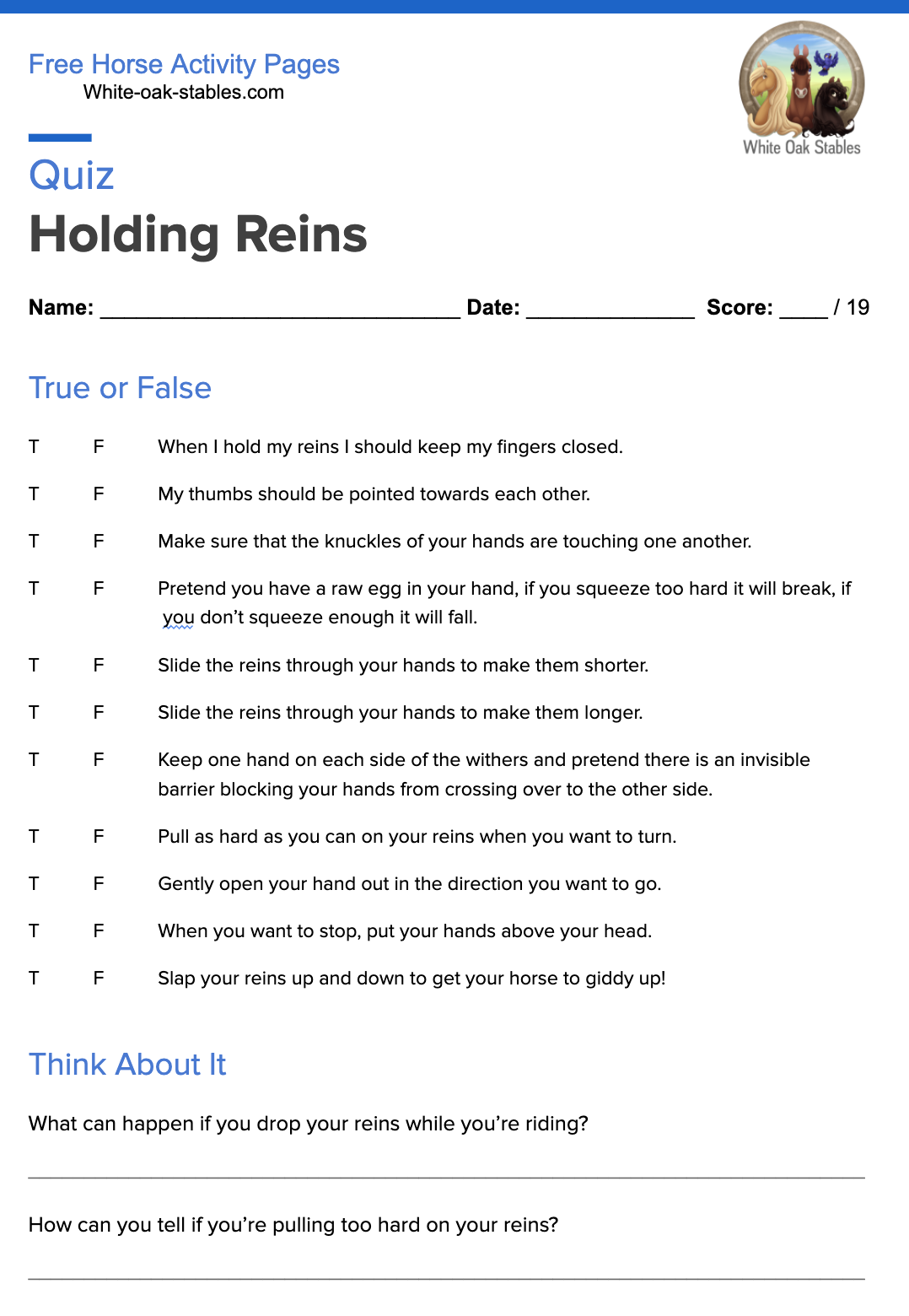 Quiz – Holding Reins