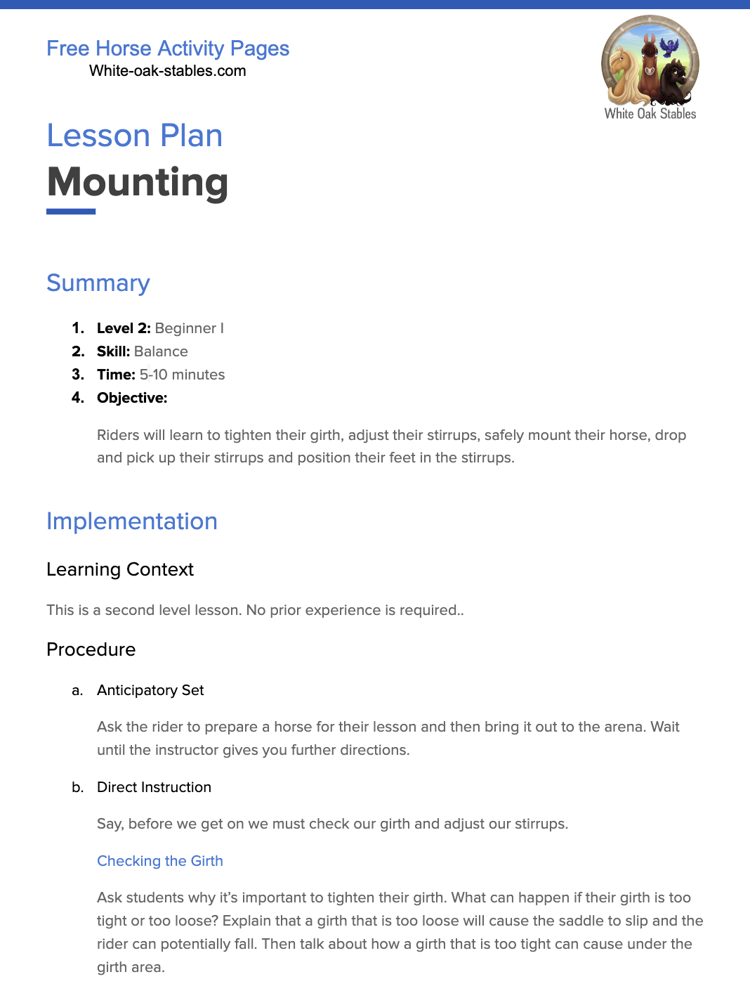 Mount – Lesson Plan