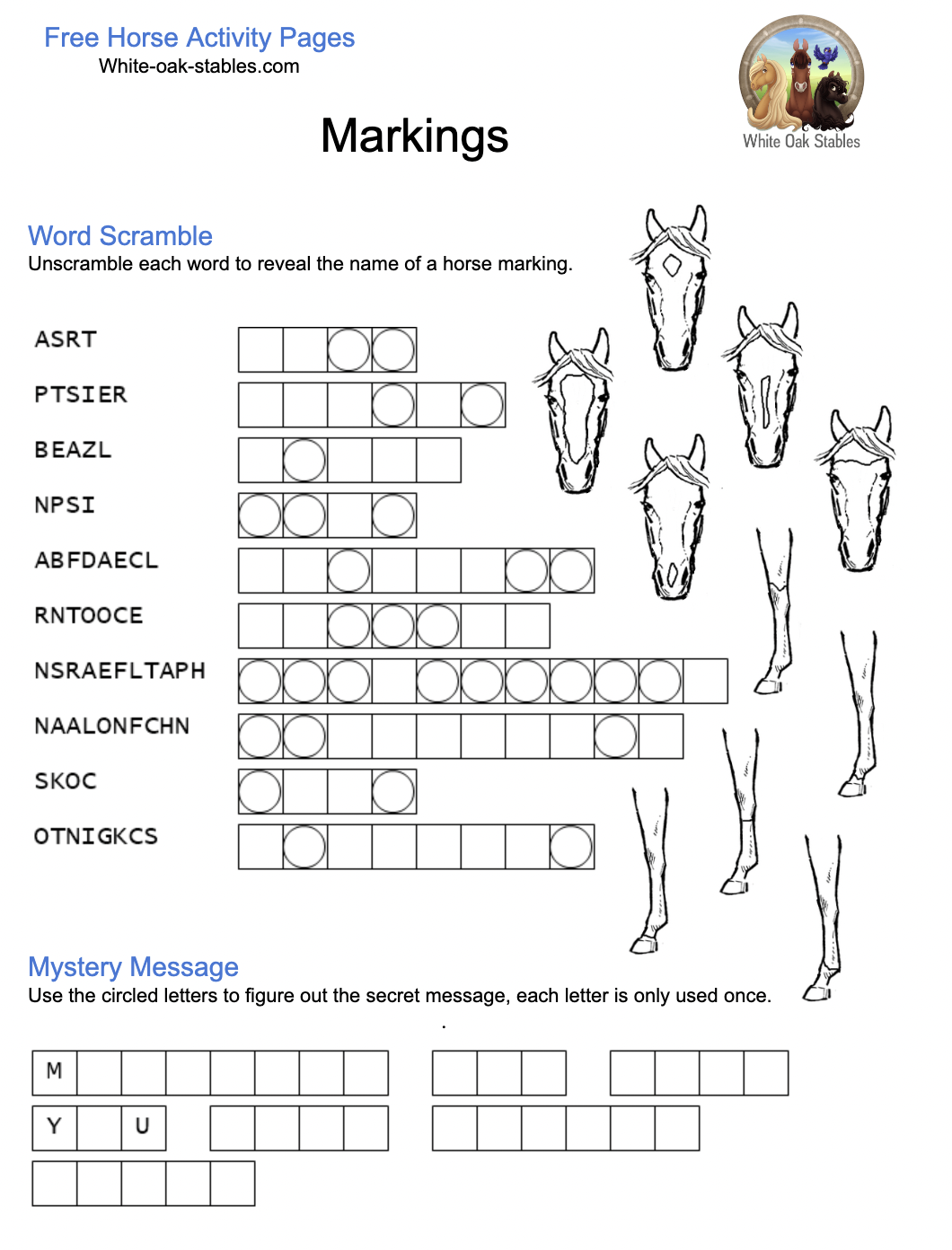 Horse Marking Puzzles