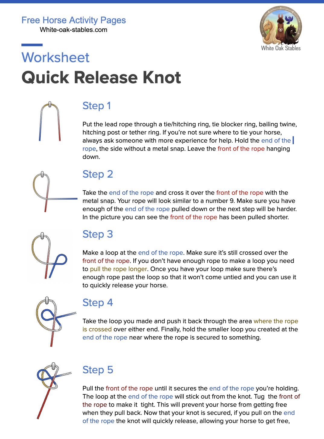 Worksheet – Quick Release Knot