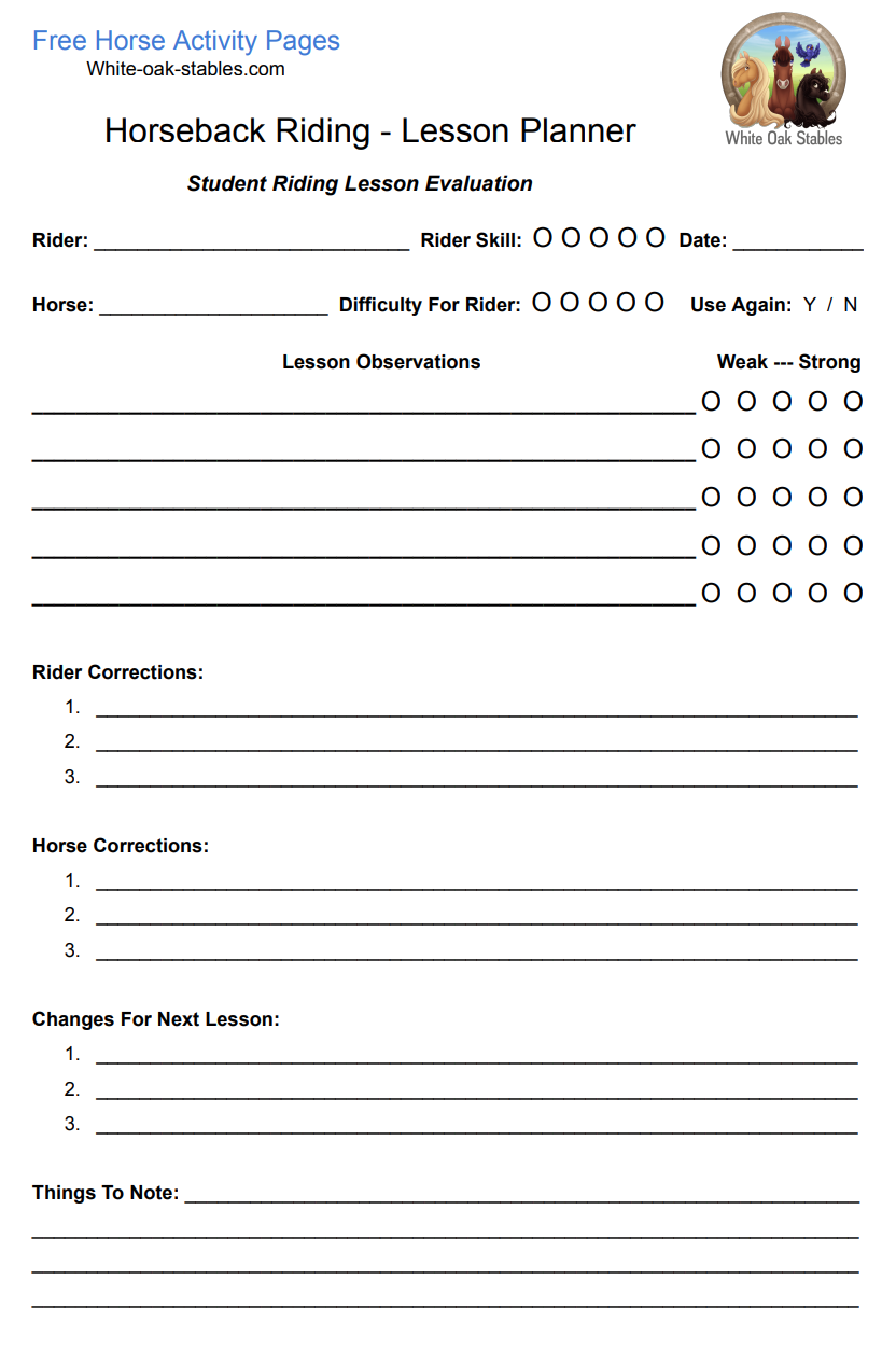 Riding Instructor Lesson Planner