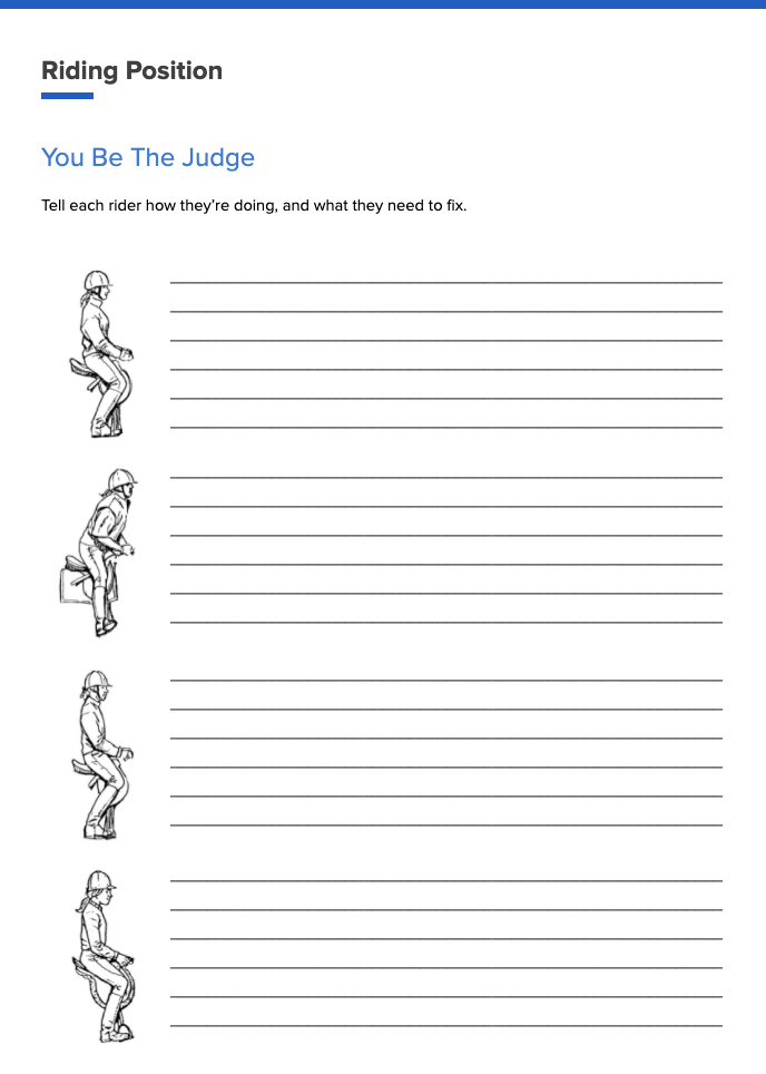 Worksheet – Riding Position – White Oak Stables
