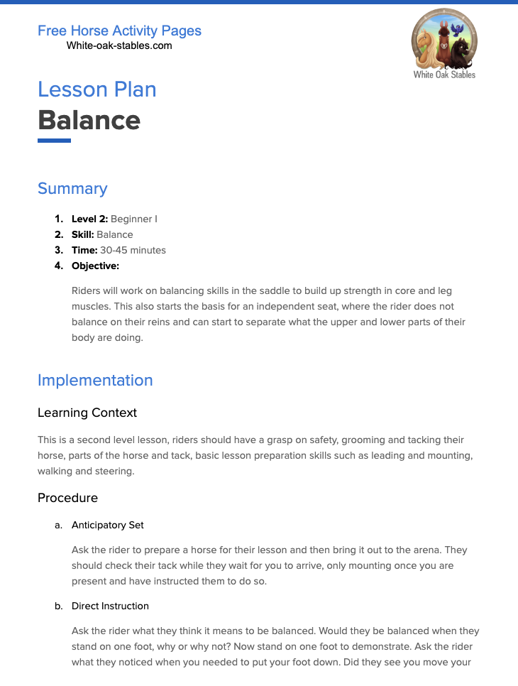 Lesson Plan – Balance